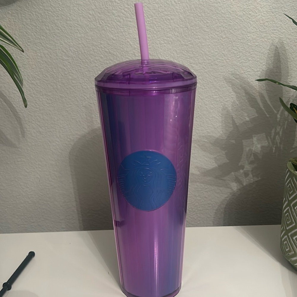 Purple blue iridescent dome Starbucks tumbler